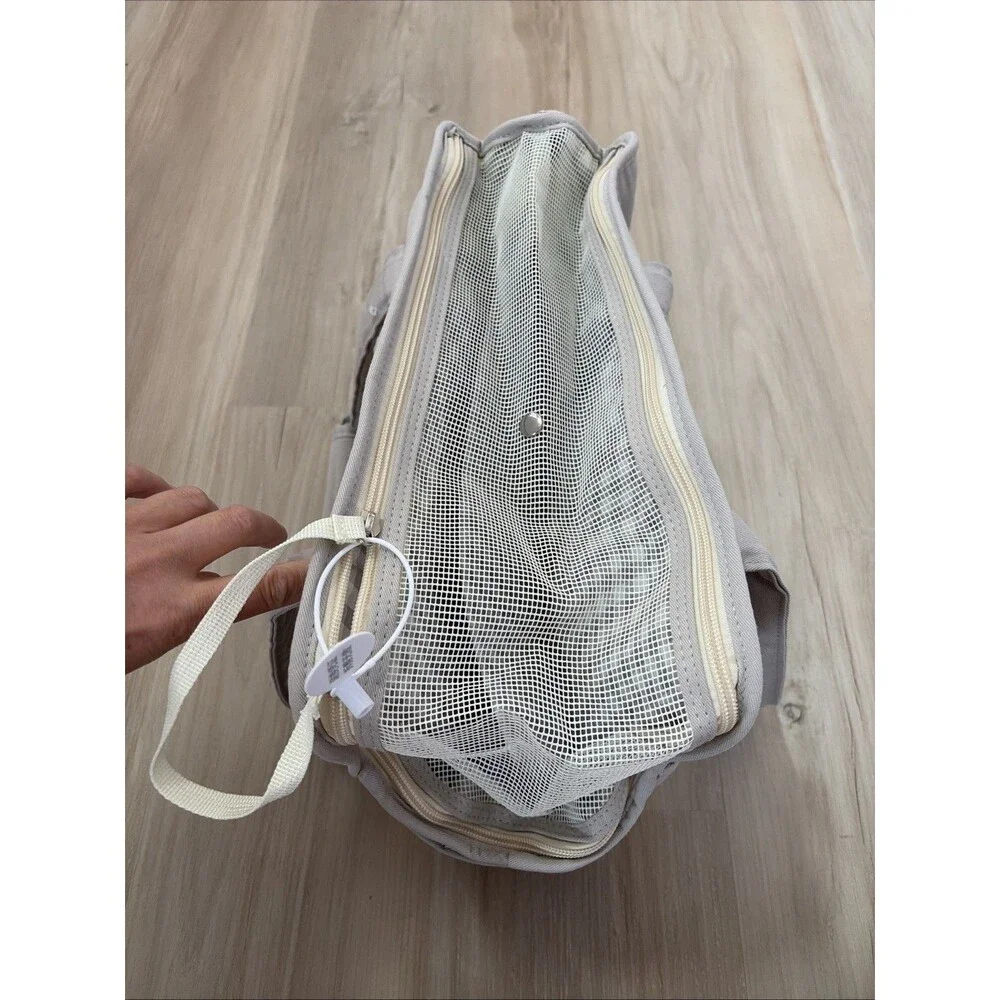 New ONECUTE Small Beige Canvas Mesh Puppy Dog Carrier Handbag Tote Travel Pet